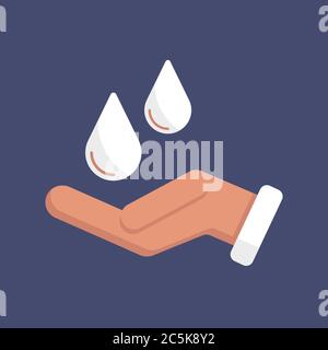 Hand wash vector icon. Clean hands flat vector icon. Vector illustration. Stock Vector