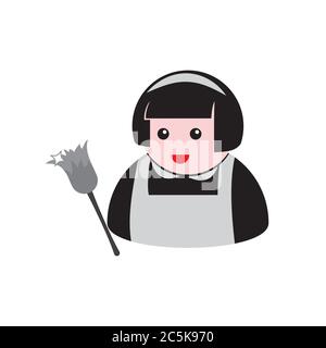 maid icon on a white isolated background. Vector image. Cartoon Stock Vector