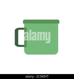Green cup on white background. Vector illustration in trendy flat style. EPS 10. Stock Vector