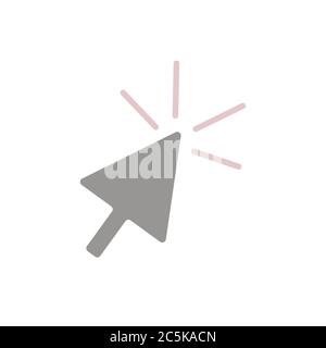 Computer mouse click cursor on white background. Vector illustration in trendy flat style. EPS 10.  Stock Vector
