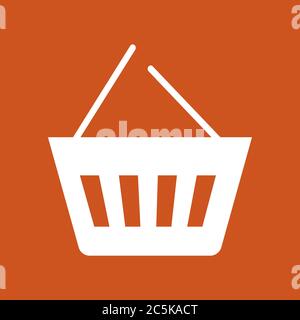 Food basket icon in trendy flat style isolated on red background. Vector illustration. Stock Vector