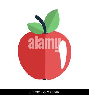 Red apple on white background in trendy flat style isolated. Stock Vector