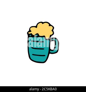 Lager beer icon. Vector beer. Glass with beer. Doodle hand drawn flat icon Stock Vector