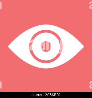 Eye icon. For websites and apps. Image on red background. Flat line vector illustration. Stock Vector