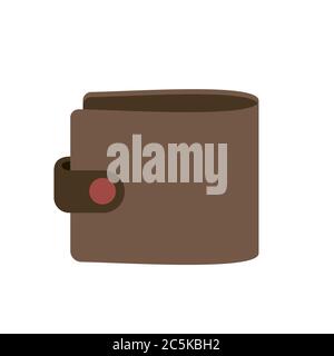 Brown wallet on white background. Vector illustration in trendy flat style. ESP 10. Stock Vector