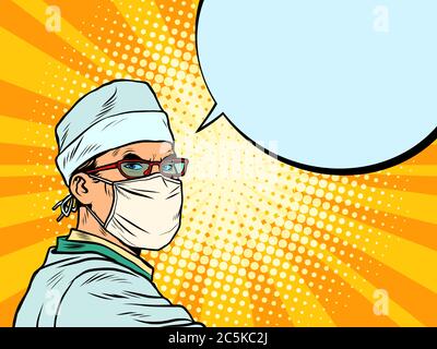 a male doctor in a medical mask Stock Vector