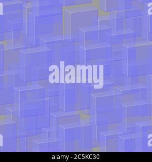 Transparent Blue Tiles Seamless Pattern, 3D Illustration Stock Vector