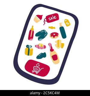 Online shopping on tablet and mobile. Online purchases from home. Vector flat design Stock Vector