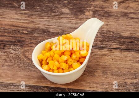Sweet marinated corn seeds in the bowl Stock Photo