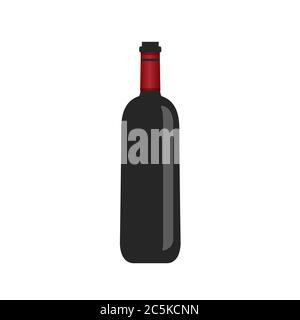 Wine bottle on white background. Vector illustration in trendy flat style. EPS 10.  Stock Vector