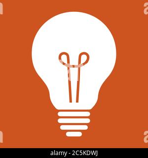 Bulb icon in trendy flat style isolated on red background. Vector illustration. Stock Vector