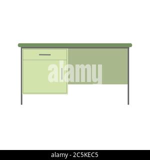 Office desk or table on white background. Vector illustration in trendy flat style. EPS 10 Stock Vector