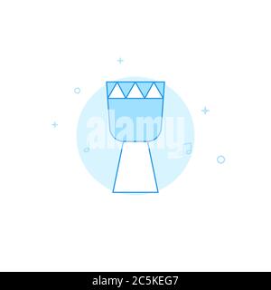 Indian drum vector icon. Flat illustration. Filled line style. Blue monochrome design. Editable stroke. Adjust line weight. Stock Vector