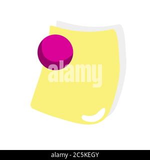 Yellow stick note on white background. Vector illustration in trendy flat style. EPS 10 Stock Vector