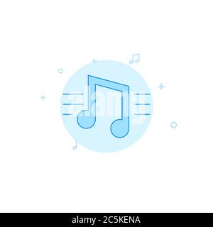 Musical notes vector icon. Flat illustration. Filled line style. Blue monochrome design. Editable stroke. Adjust line weight. Stock Vector
