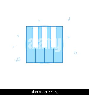 Pianist, piano player, piano keys vector icon. Flat illustration. Filled line style. Blue monochrome design. Editable stroke. Adjust line weight. Stock Vector