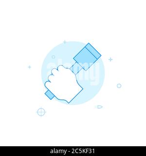Hand grenade in hand vector icon. Flat illustration. Filled line style. Blue monochrome design. Editable stroke. Adjust line weight. Stock Vector
