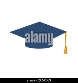 Graduation hat on white background. Vector illustration in trendy flat style. EPS 10. Stock Vector