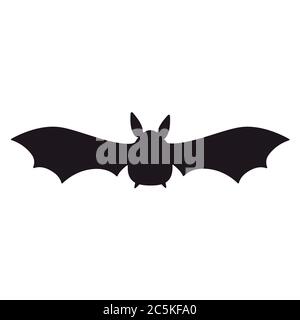 Halloween bat silhouette icon on white background. Vector illustration in trendy flat style. EPS 10 Stock Vector