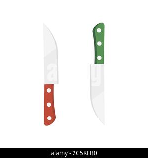 Steel Kitchen Knive on white background. Vector illustration in trendy flat style. EPS 10 Stock Vector