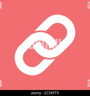 Chains icon. For websites and apps. Image on red background. Flat line vector illustration. Stock Vector