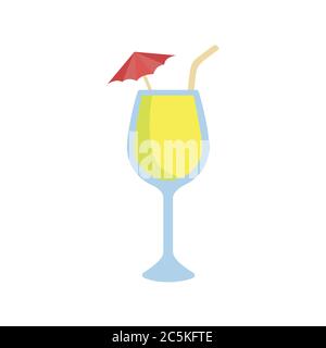 Cocktail on white background. Vector illustration in trendy flat style. EPS 10 Stock Vector