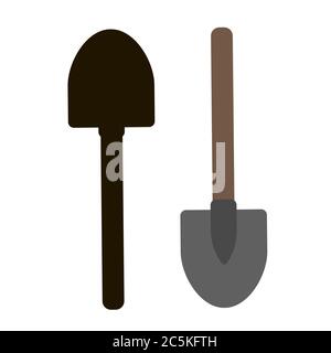 Shovel Icon on white background. Vector illustration in trendy flat style. EPS 10 Stock Vector