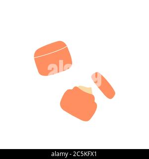 Cosmetic Container for gel, lotion, cream. Beauty product package, vector illustration. Hand drawn graphic. Stock Vector