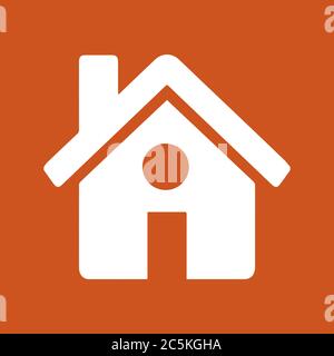 Home icon in trendy flat style isolated on red background. Vector illustration. Stock Vector