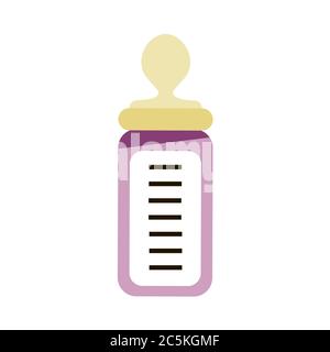Baby milk bottle on white background. Vector illustration in trendy flat style. EPS 10.  Stock Vector