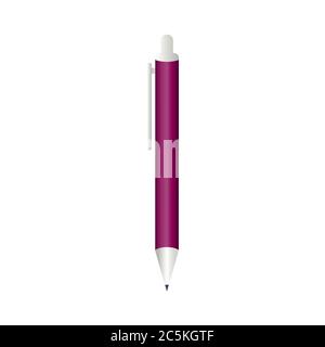 Automatic ball pen on white background. Vector illustration in trendy flat style. EPS 10 Stock Vector