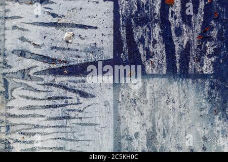 Old Weathered Bluish Metal Texture With White Painted Stripes Stock Photo