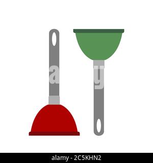 Toilet Plunger on white background. Vector illustration in trendy flat style. EPS 10 Stock Vector