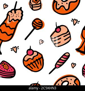 Doodle vector. Bakery,Cakes and dessert,pastries icons set. Hand drawn elements for logo,label,menu,cafe shop Stock Vector