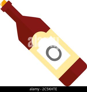 Red wine bottle icon isolated on white background. Vector illustration. Stock Vector