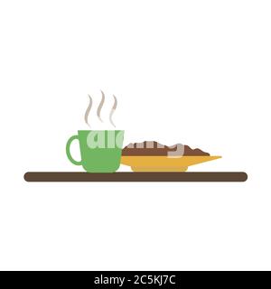 Breakfast on white background. Vector illustration in trendy flat style. EPS 10 Stock Vector
