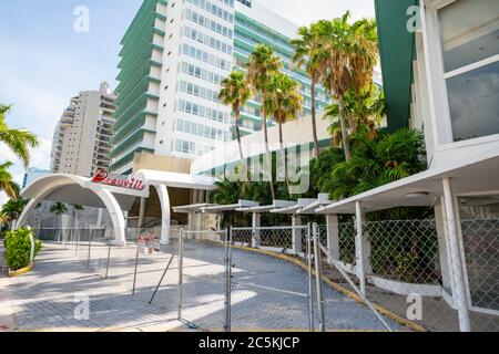 Deauville Hotel Miami Beach FL shut down 2020 Stock Photo