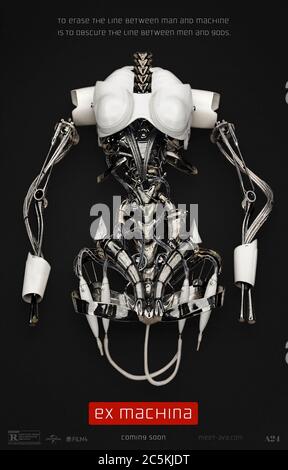 Ex Machina (2014) directed by Alex Garland and starring Alicia Vikander, Domhnall Gleeson and Oscar Isaac. The winner of a competition gets to spend a memorable week conducting the Turing test on a beautiful android. Stock Photo