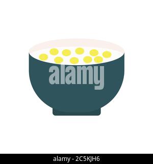 Corn flakes, cereal in bowl on white background. Vector illustration in trendy flat style. EPS 10 Stock Vector