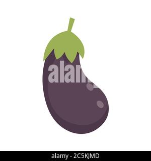 Fresh Eggplant vegetable on white background. Vector illustration in trendy flat style. EPS 10. Stock Vector