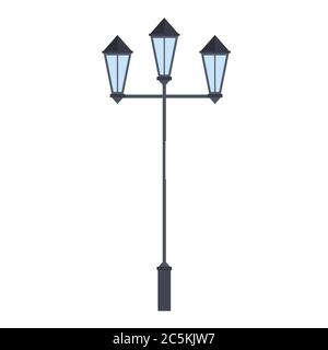 Streetlight lamp post on white background. Vector illustration in trendy flat style. EPS 10 Stock Vector
