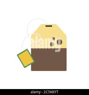 Tea bag on white background. Vector illustration in trendy flat style. EPS 10.  Stock Vector