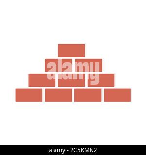 Brick wall on white background. Vector illustration in trendy flat style. EPS 10 Stock Vector