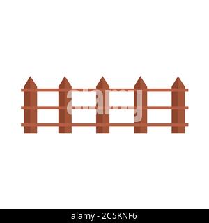 Brown wooden fence on white background. Vector illustration in trendy flat style. EPS 10. Stock Vector