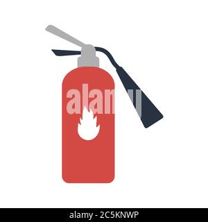 Fire extinguisher on white background. Vector illustration in trendy flat style. EPS 10. Stock Vector