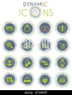 jewerly store dynamic icons Stock Vector