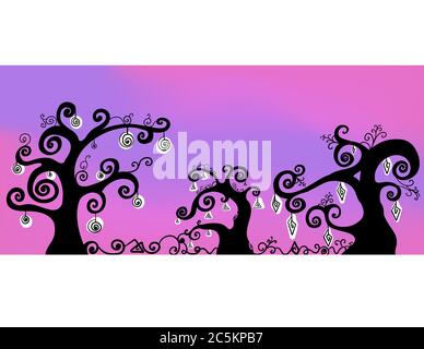 vector silhouette of trees on abstract background Stock Vector