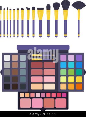 Professional palette of shadows and brushes vector icon flat isolated illustration Stock Vector