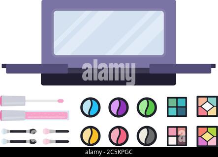 Professional makeup case and shadow set vector icon flat isolated illustration Stock Vector