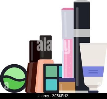 Set of decorative cosmetics vector icon flat isolated illustration Stock Vector